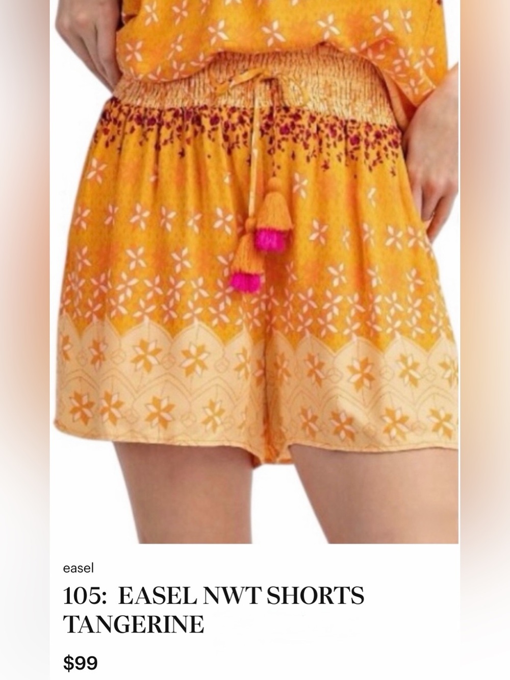 EASEL NWT SHORTS TANGERINE - SIZE SMALL